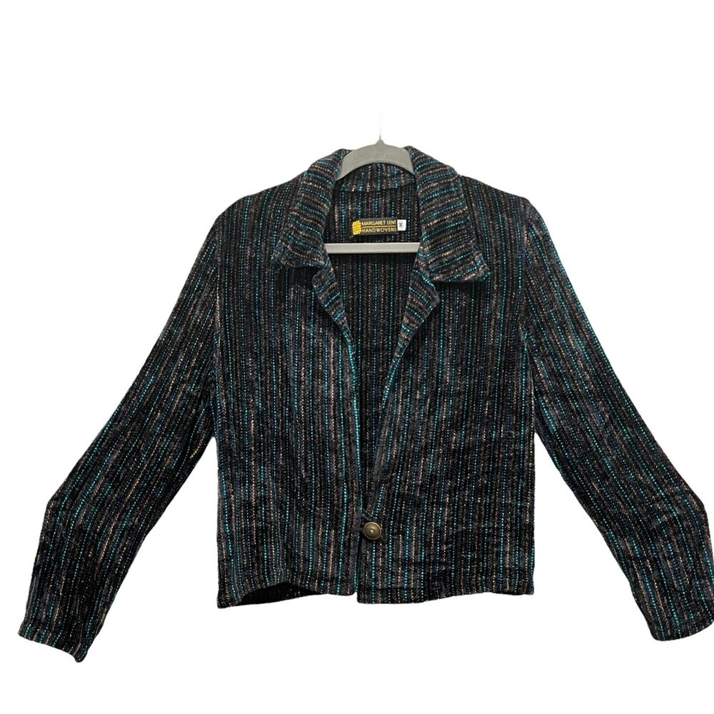 Cardigan Jacket Margaret Lent Fiber Art Women's ART Handwoven Chenille Luxury M